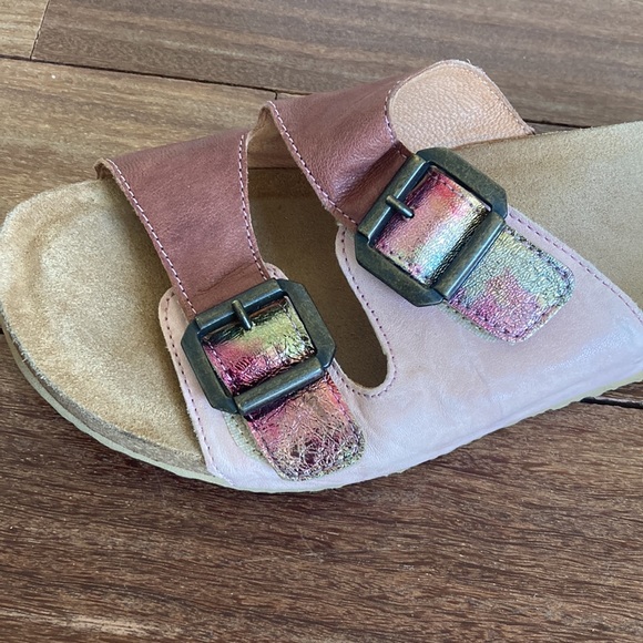 Think! Leather Metallic Slides with Adjustable Straps - Picture 2 of 7
